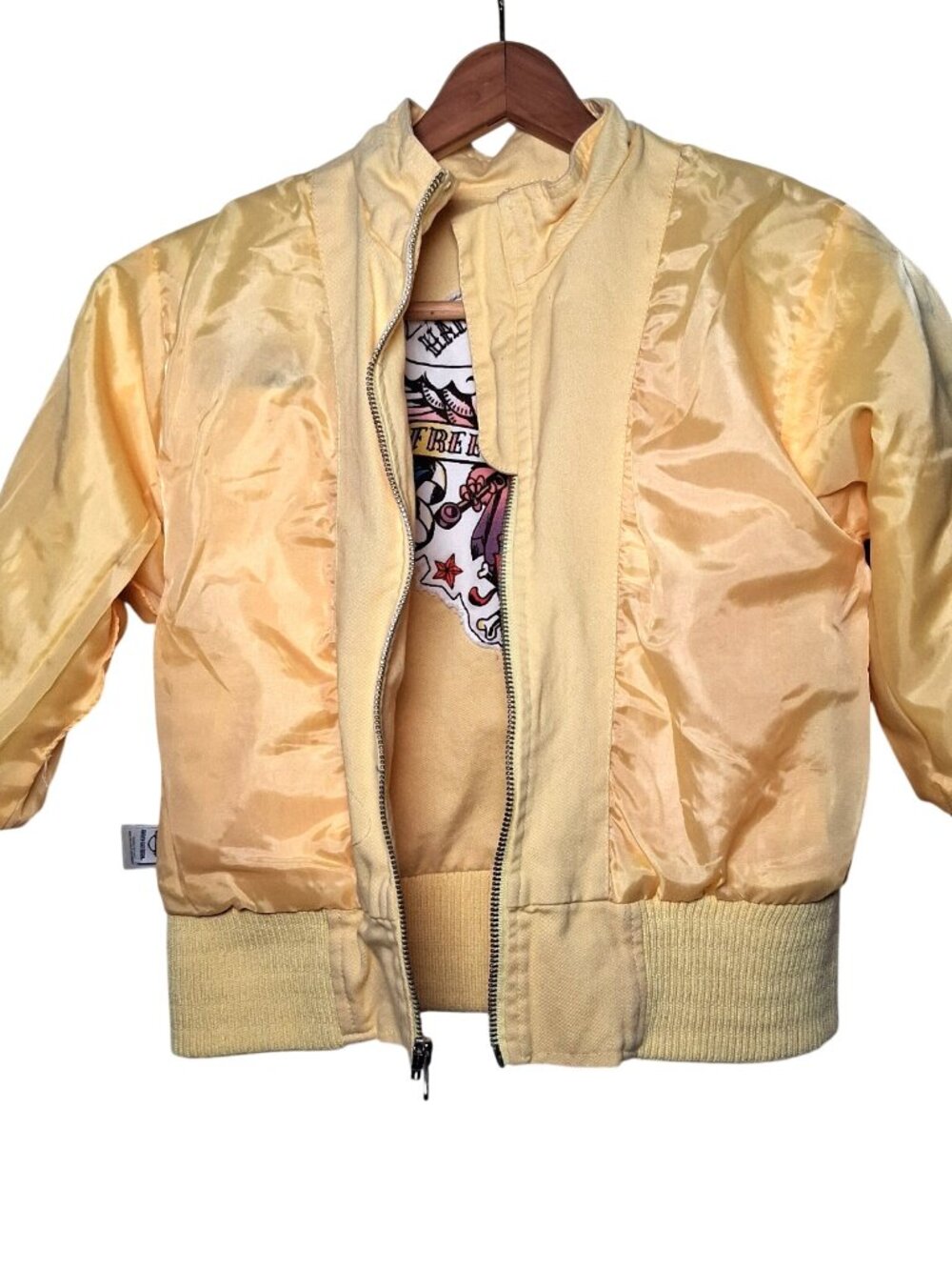 Harley Davidson Motorcycles Jacket Girls 5 Yellow Twill Tattoo Eagle Bird Rose - Picture 5 of 16